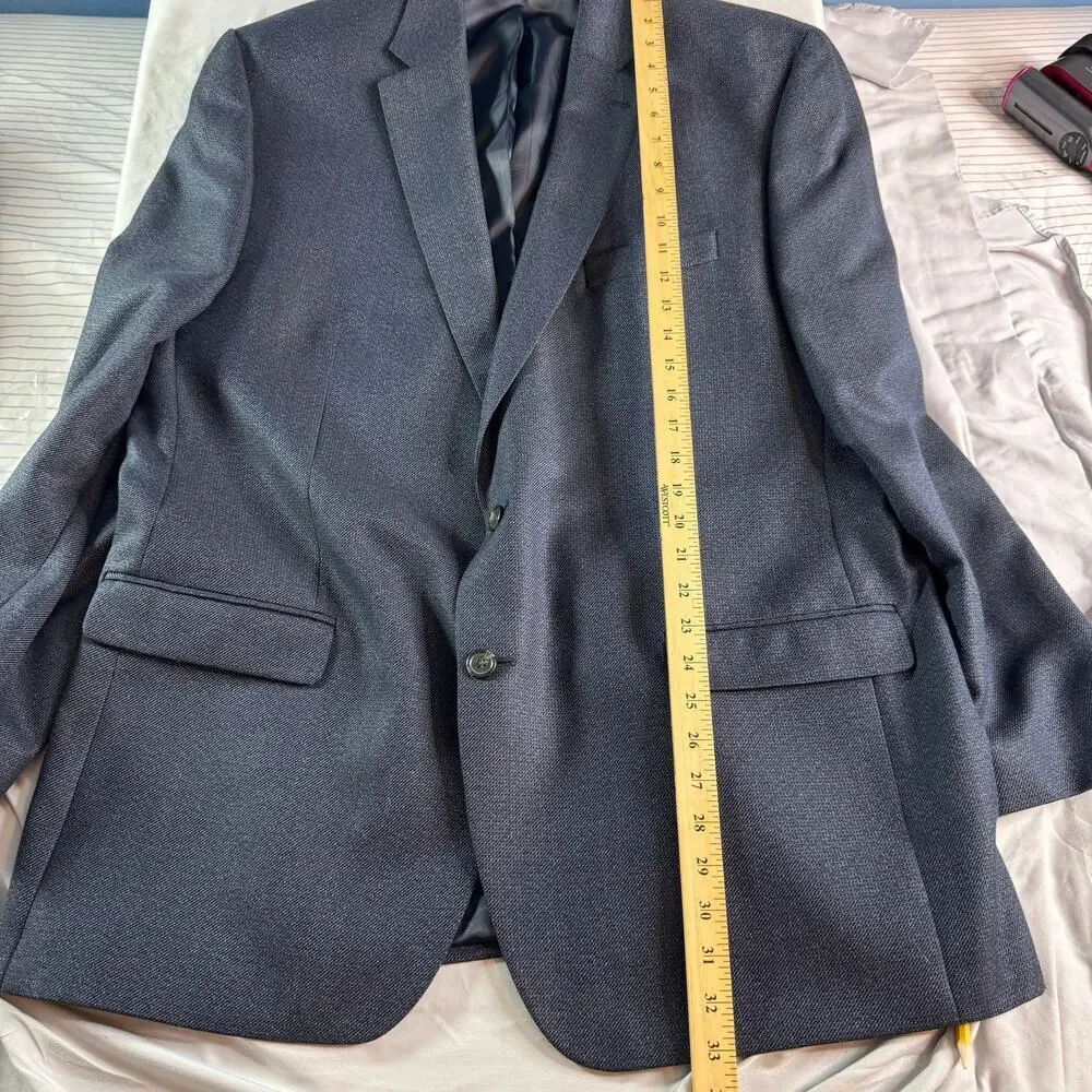 Chaps Blazer Sport Coat Lot 2 Mens 44L Navy Microcheck 2 Button Classic Fit